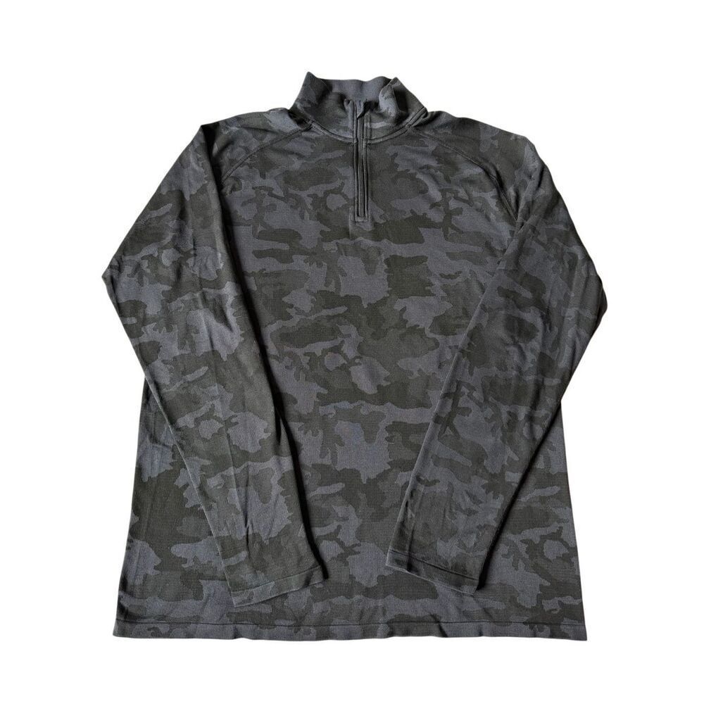 UNRL Golf Shirt 1/4 Zip Pullover Camo Performance Athletic Lightweight Gray Blac